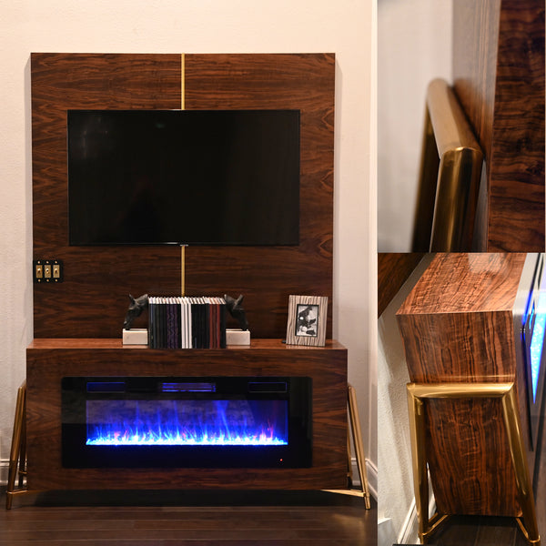 Light My Fire - Walnut Fireplace Display Console Credenza